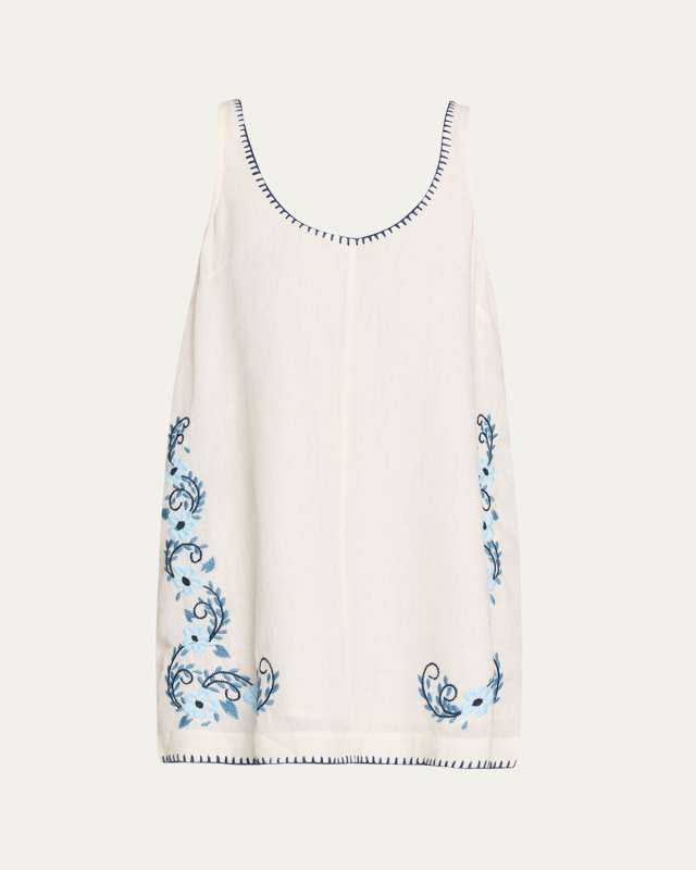 Sara Embroidered Linen Mini Dress
